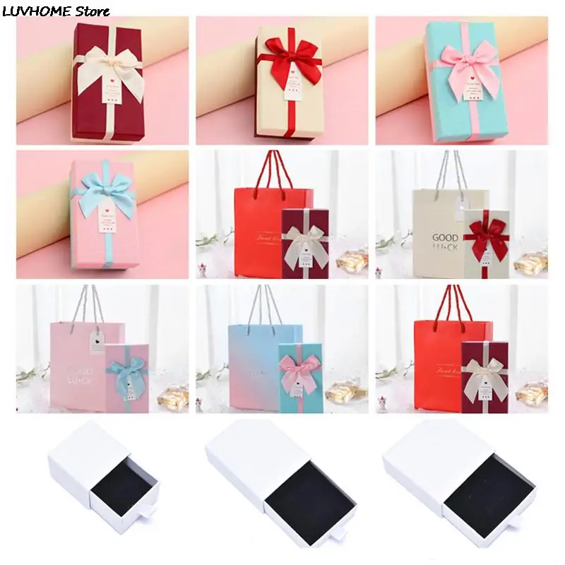 1PCS Rectangle Cardboard Jewelry Boxes Watch Gift Box Jewelry Storage Box Earrings Boxes Necklace Case Gift Wrapping Box