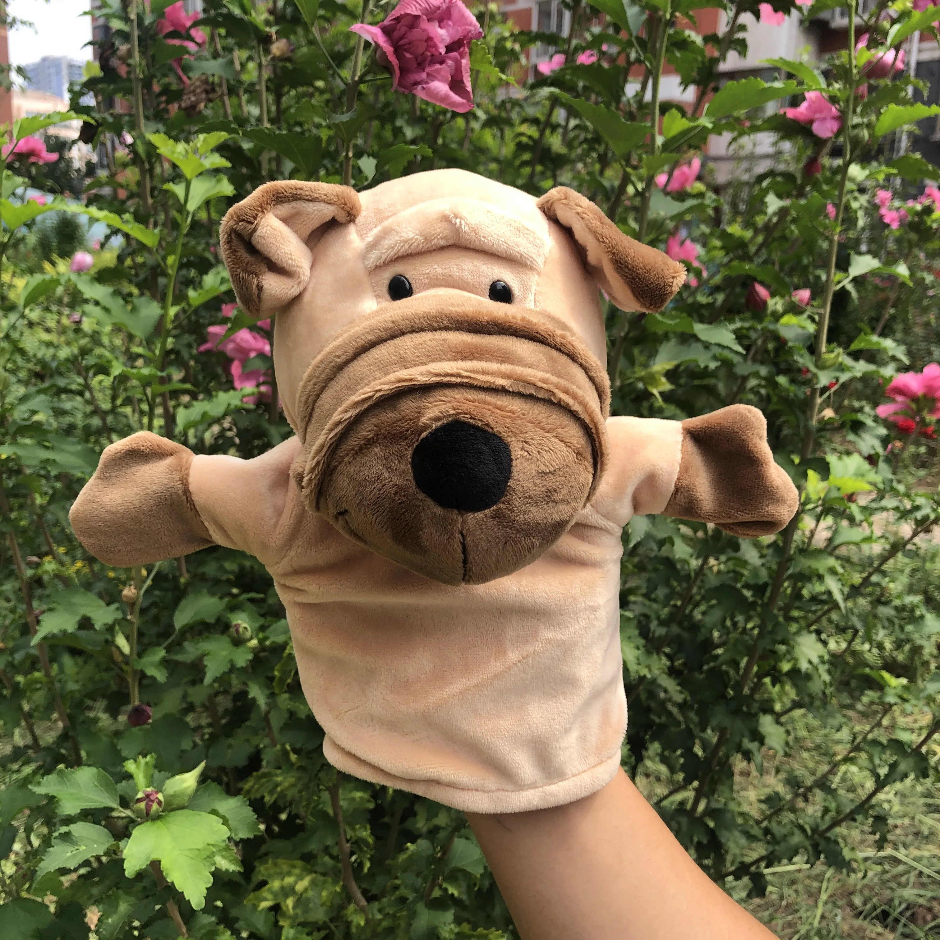 Bonito corpo cão macaco girafa animal mão fantoche brinquedo de pelúcia jardim de infância história adereços interativos pai-filho jogo luva bonecas