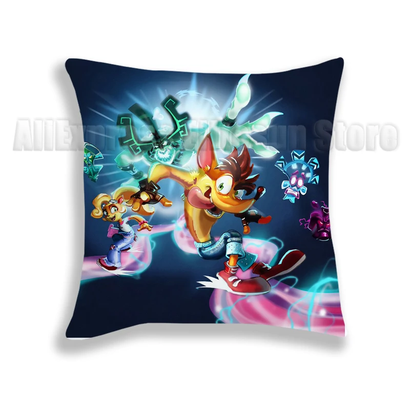 Crash Bandicoot On the Run! Pillow Case Crash Cushion Cover 45*45cm Polyester Pillow Cover Home Decorative No Pillow Insert