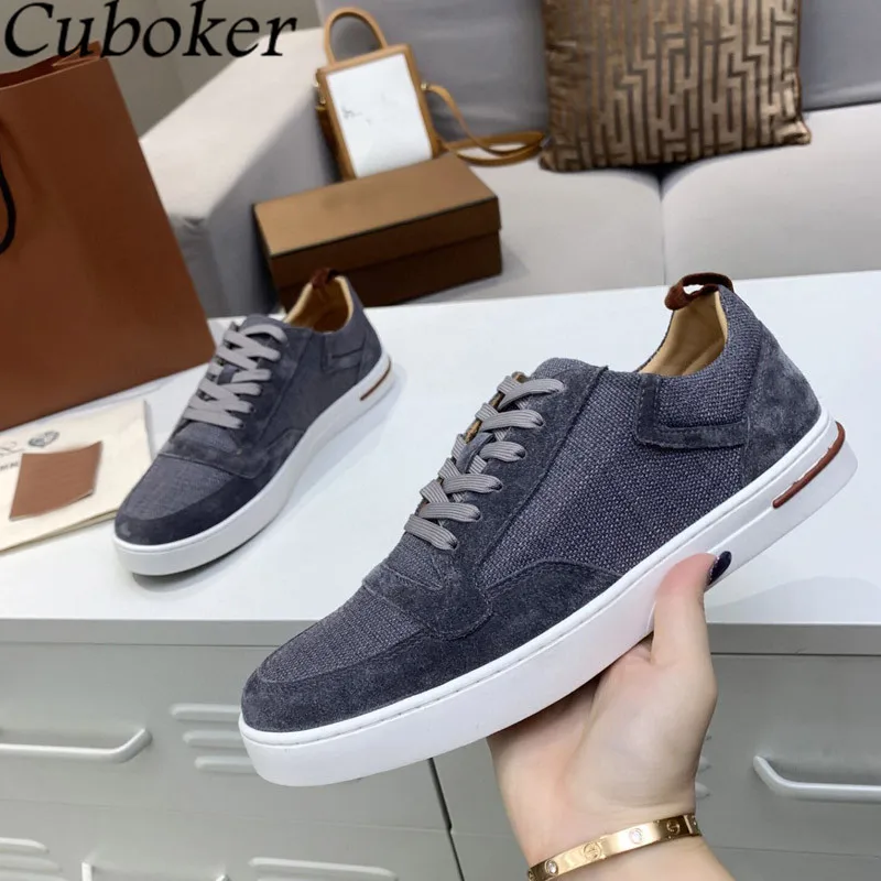 

Brand Designer Men Flat Canvas Shoes Lace Up Round Toe Thick Sole Male Sneakers Spring Summer Walking Causal Shoes For Men