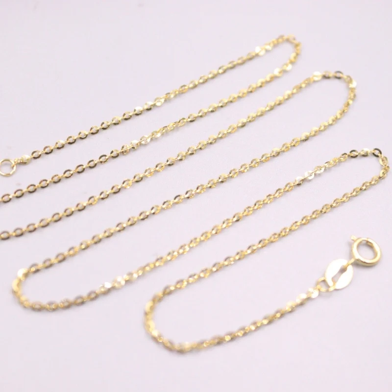 

Fine Pure Au 750 18kt Yellow Gold Chain 1.4mmW Women O Link Necklace 18inch 1.5-2g