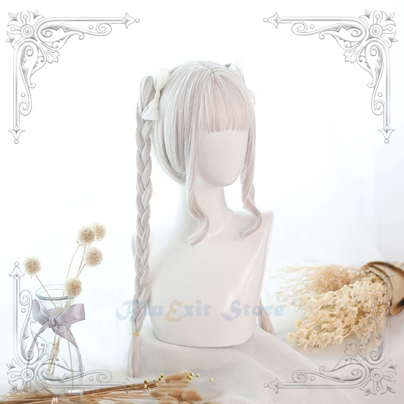 

Cream White Lolita Ponytail JK Harajuku Fairy Beige Long Braided Sweet Bangs Girls Cosplay Headwear Cosplay Accessories