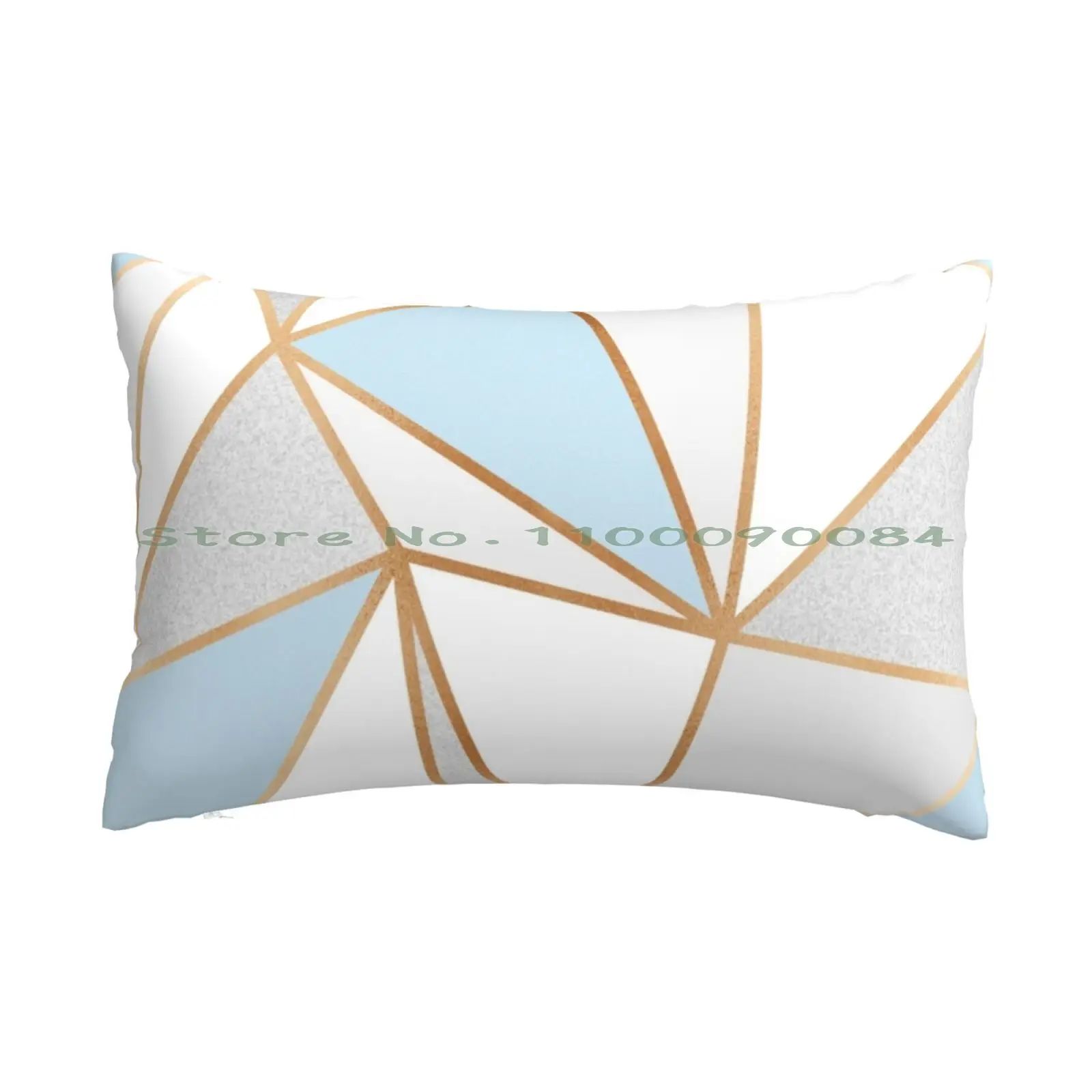 Blue , Grey & Gold Geo Pillow Case 20x30 50*75 Sofa Bedroom Abstract Pattern Geometric Grey Blue White Gold Line Modern