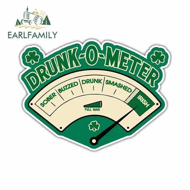 EARLFAMILY 13cm x 9.5cm For Drunk Meter Irish Alcohol Novelty Fine Decal Suitable For VAN SUV Car Truck Pinup Graffiti Stickers