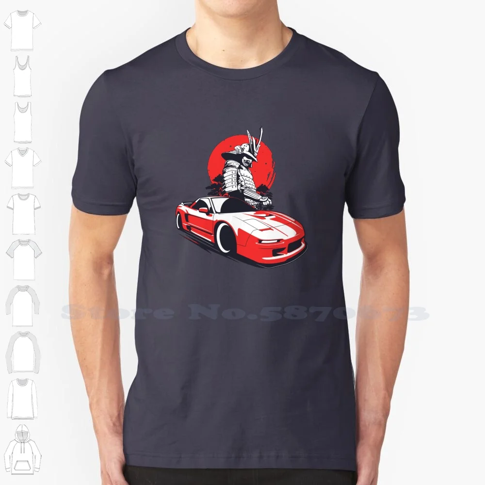 Red Nsx Samurai Warrior 100% Cotton T-Shirt Culture Samurai Warrior Sword Red Sun Jdm Japanese Nsx Legend Race Racing