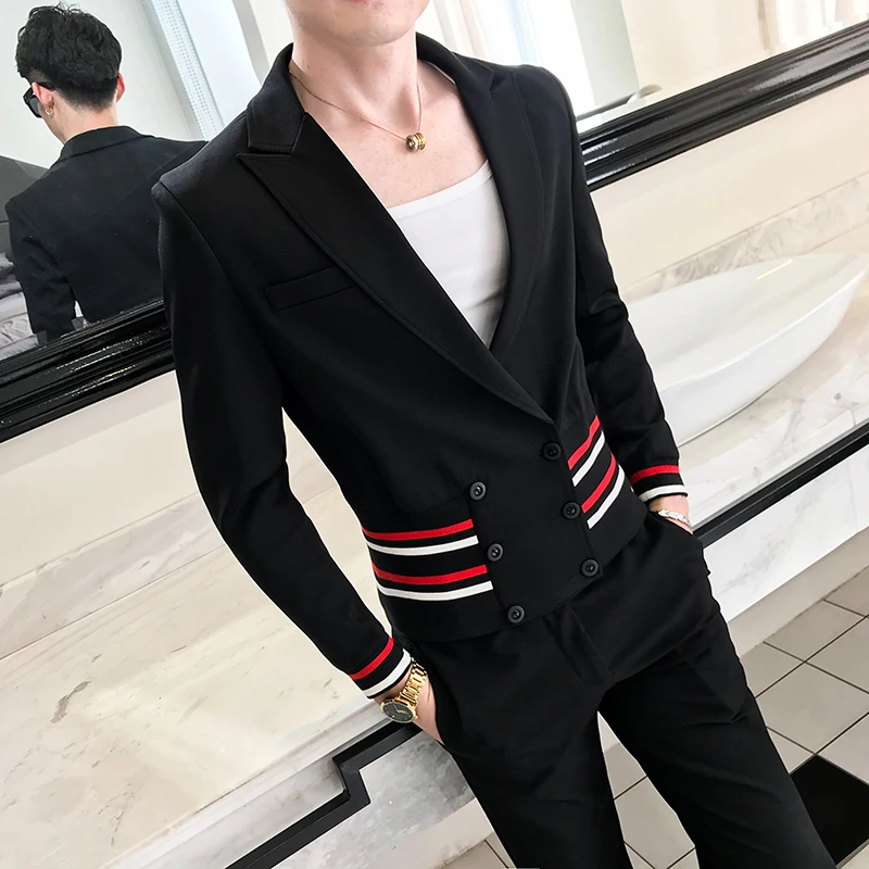 

Mens Stylish Blazer British's Style Casual Slim Fit Suit Jacket Men Coat Terno Masculino Veste Costume Homme Deep V Sexy Outfit