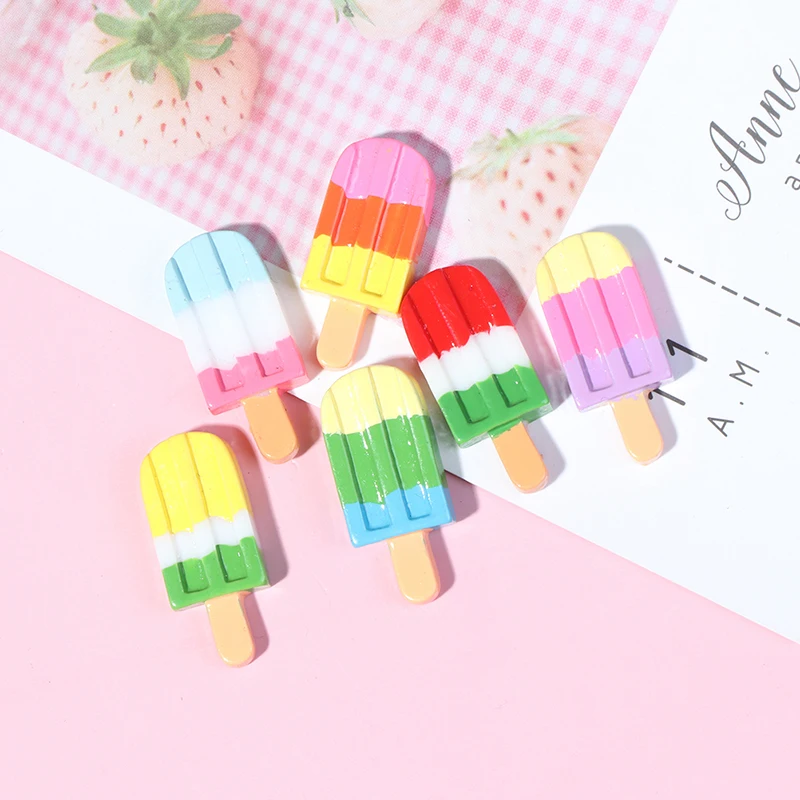 5PCS Popsicle Mini Cartoon doll Accessories for 1/6 1/12 doll Dollhouse Miniature Pretend ice cream Kitchen Food