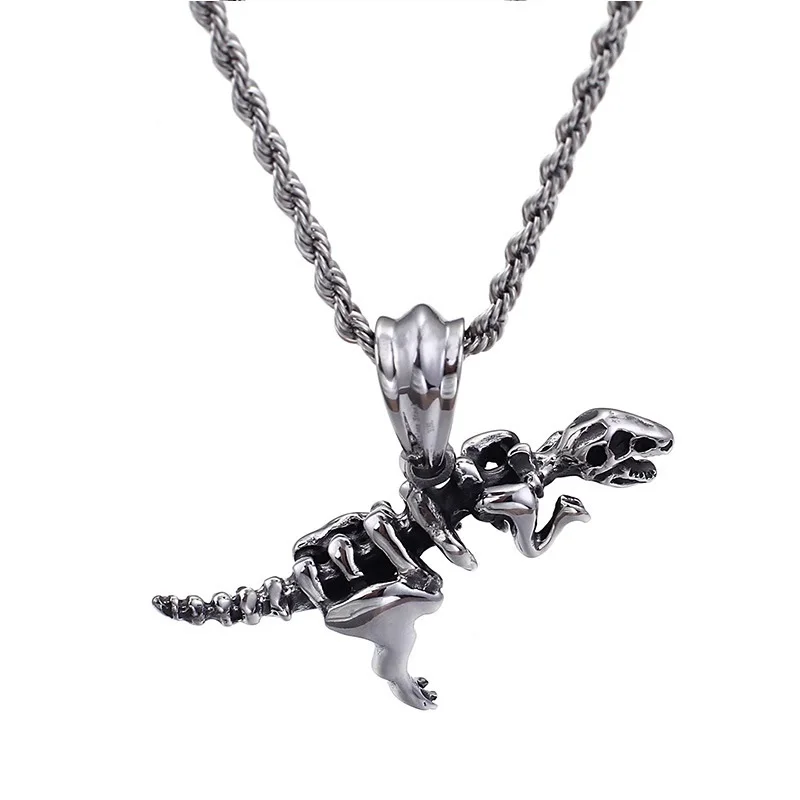 Stainless Steel Men's Dinosaur Skeleton Pendant Overlord Dinosaur Titanium Steel Necklace