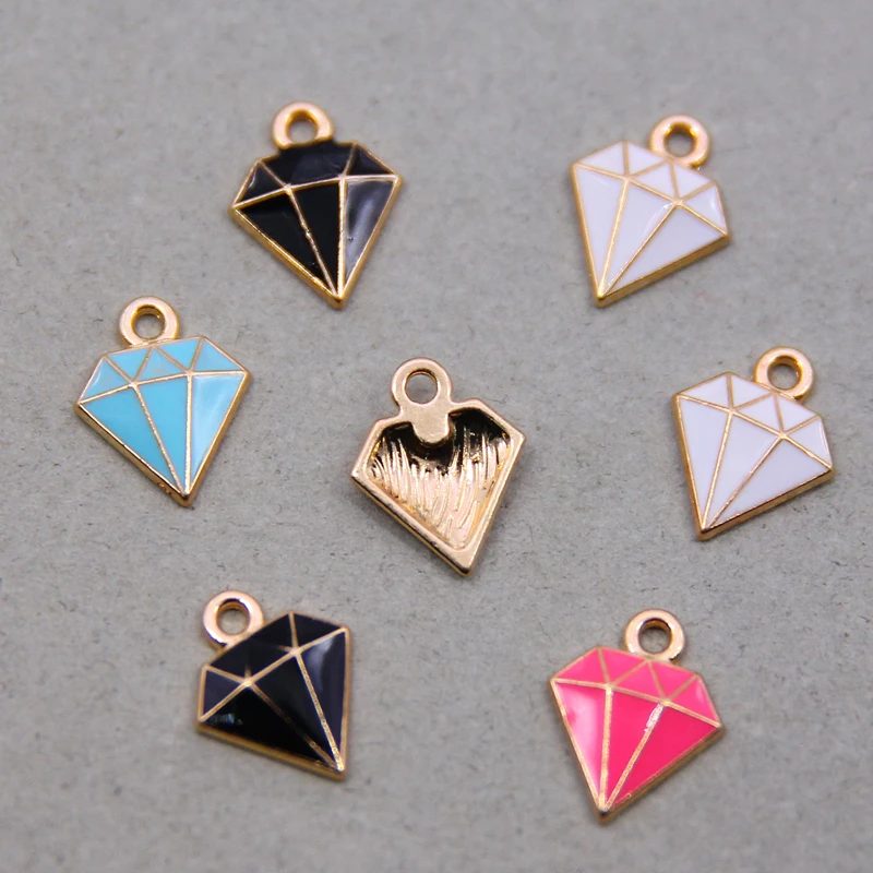 10pcs /lot Zinc Alloy Enamel Charms Diamond Shaped Charms Pendant For DIY Fashion Pendant Earrings Jewelry Making Accessories image 5