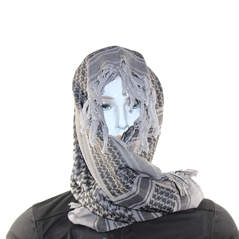 110cm Cotton Scarf Thickened Outdoor Hiking  Military Arab Tactical Desert Scarf Army Shemagh Scarves With Tassel For Men Women