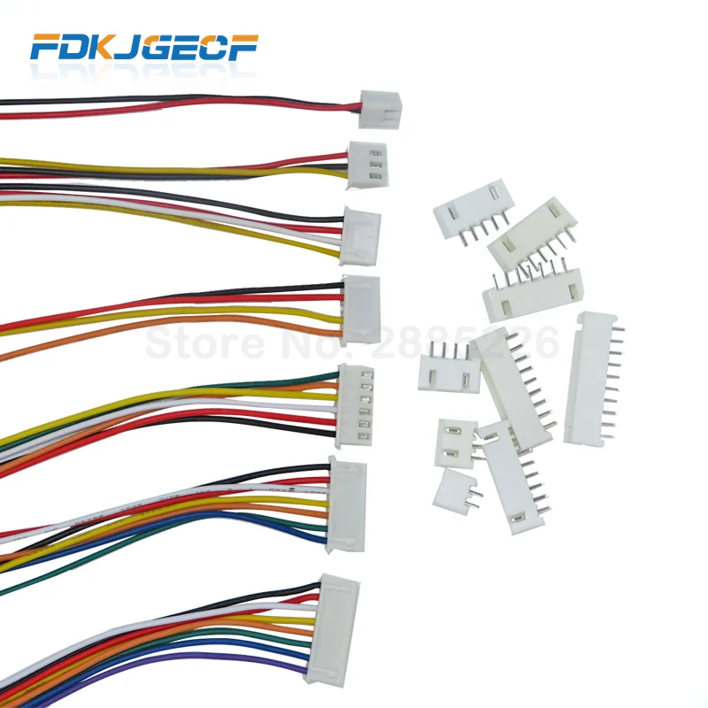 5 Sets JST XH2.54 XH 2.54mm Wire Cable Connector 2/3/4/5/6/7/8/9/10 Pin Pitch Male Female Plug Socket 300MM Wire 26AWG