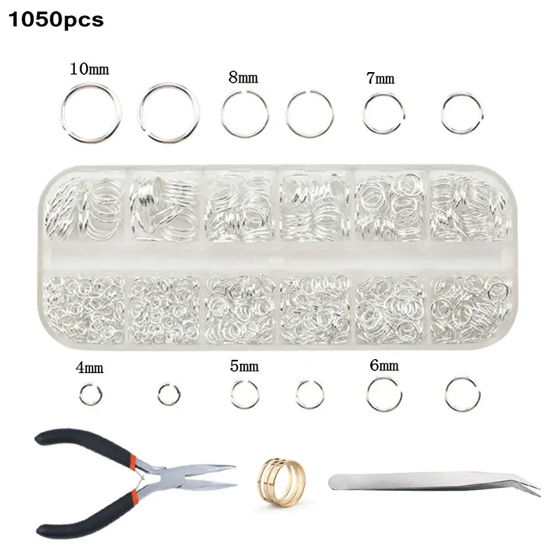Schmuckzubehör-Set aus Legierung, Schmuckherstellungswerkzeuge, Kupferdraht, offene Biegeringe, Ohrringhaken, Schmuckherstellungszubehör-Kit
