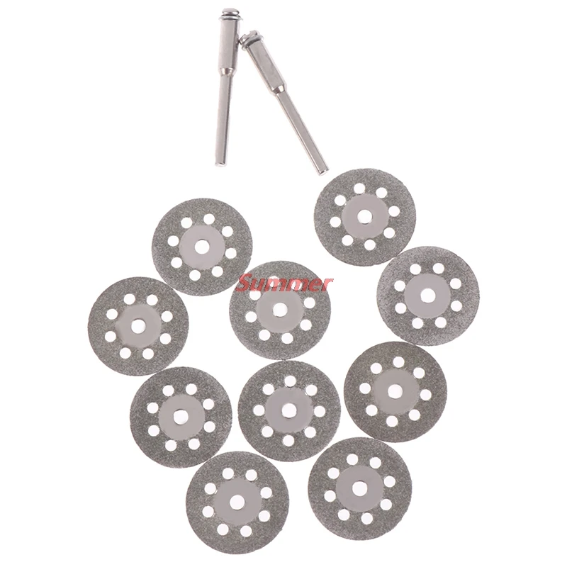 Hot 10pcs 22mm Diamond Grinding Wheel Saw Cutting Abrasive Disc+2 Pcs Mandrel For Rotary Tools Accessories Tool Set