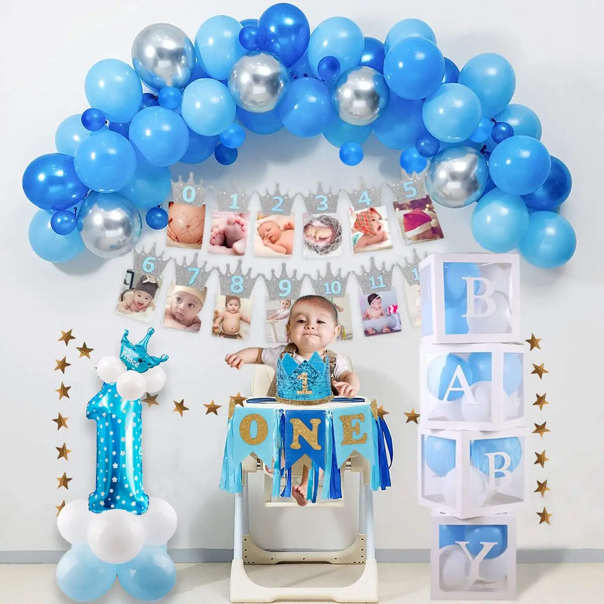 Baby 1st Geburtstag Banner Flagge Monatliche EIN Jahr Bunting Garland Baby Dusche Junge Mädchen Erste Glücklich Geburtstag Party Dekorationen Kinder