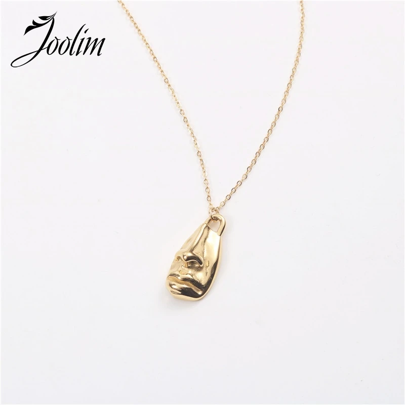 

JOOLIM Jewelry High End Pvd Wholesale Waterproof Trendy Abstraction Face Choker Stainless Steel Necklace for Women