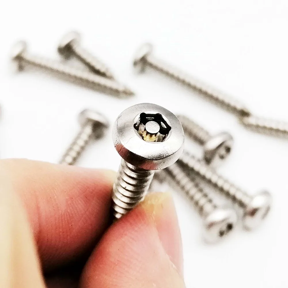 HZYUEGOU 10 Stück M2.9 M3.5 M3.9 M4.2 M4.8 304 Edelstahl Bolzen Torx Flachkopf Rundkopf Manipulationssichere Selbstschneidende Holzschrauben – Detail 5
