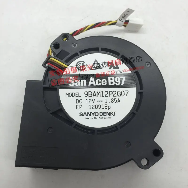 Sanyo Denki 9BAM12P2G05 DC 12V 1.85A 97x97x33mm 4-wire Server Cooling Fan