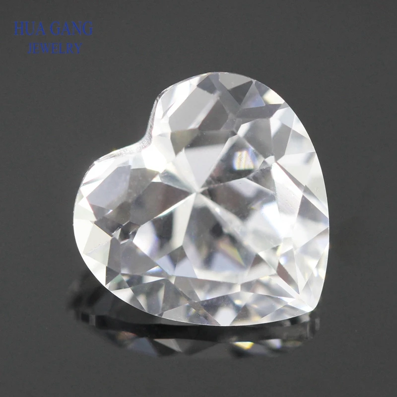 

12# White Stone Heart Shape Princess Cut Synthetic Corundum Gems stone For jewelry Size 3x3~10x10mm