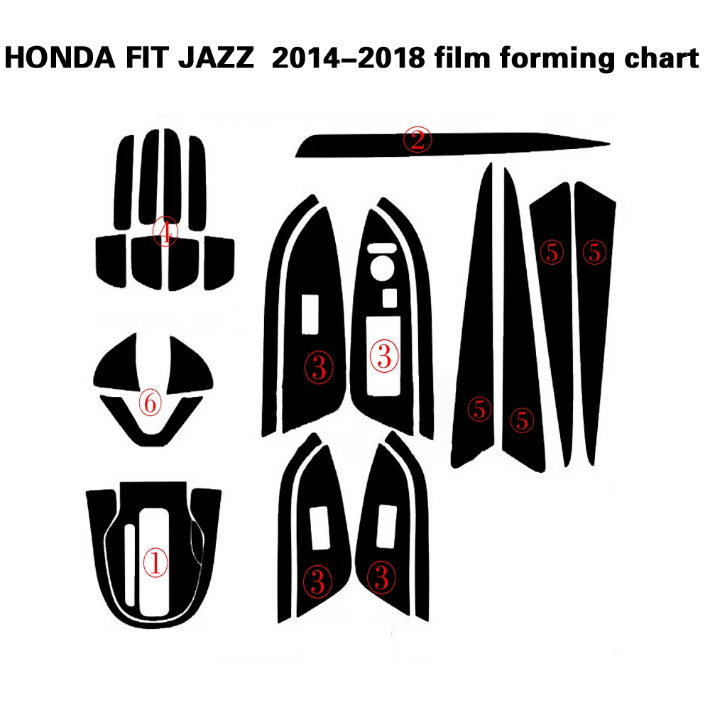 For HONDA FIT JAZZ  2014-2018 Self Adhesive Car Stickers Carbon Fiber Vinyl Car stickers and Decals Car Styling Accessories