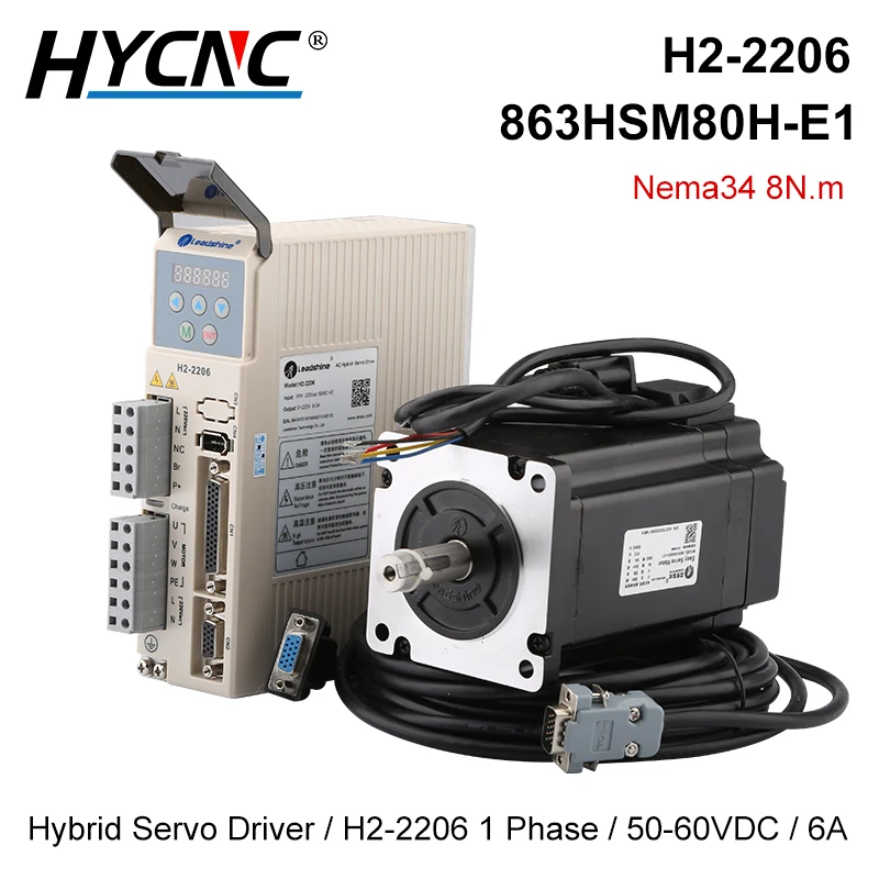 

Leadhine Hybrid Servo Motor Driver H2-2206 6A 220VAC Three-Phase Stepper Motor Set For CNC Milling Machine 86 110mm Motor