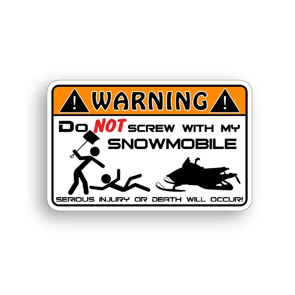 Snowmobile Warning Sticker Funny Caution Decal Snow Ski Sled Race Graphic Bumper