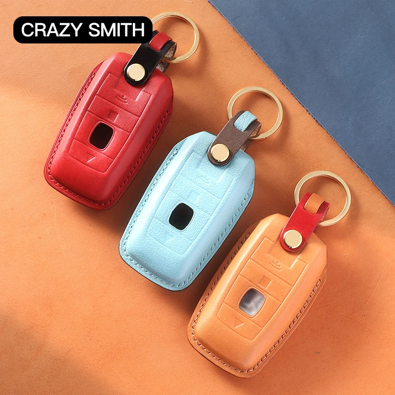 

Crazy Smith Handmade Car Key Case Cover for Rolls Royce Vegetable Tanned Leather High Quality Crafts Christmas's New Year's Gift