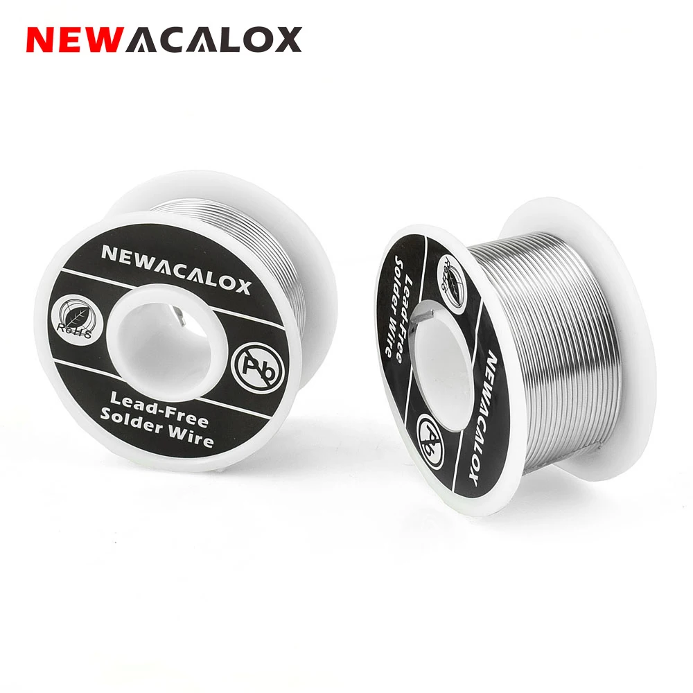 NEWACALOX 2 Buah/Set Gulungan Kawat Besi Las Baru 1Mm 100G/3.5Oz Garis Timah Fluks 2.0% Kawat Solder Perak 55*29Mm untuk Penyolderan