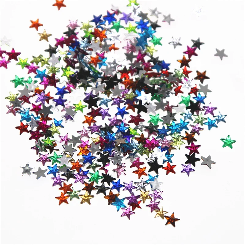 1000pcs 6mm Shiny Multicolor Star Acrylic Rhinestone Flat back Cabochon Art Supply Decoration Charm Craft