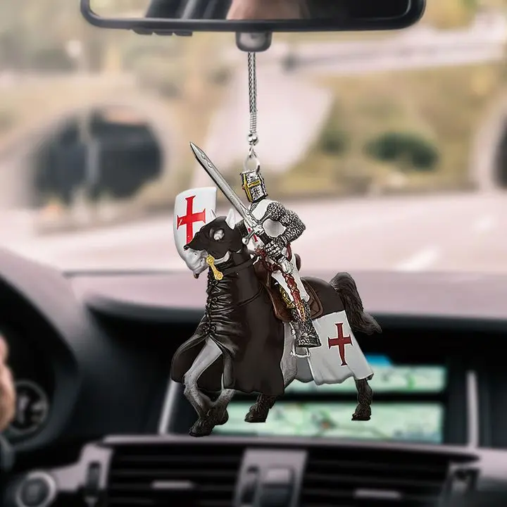 Knight Templar Riding Horse  Car Hanging Ornament Car Interior Decor Car Pendant Home Room Decor Accessories