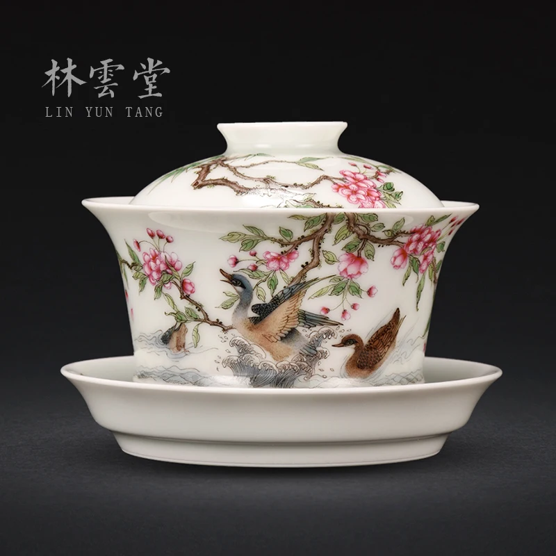 

Lin Yuntang jingdezhen pastel tureen bowl tureen high-grade bowl cups of tea cup