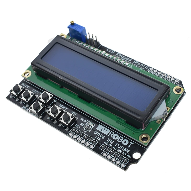 Bouclier de clavier LCD LCD1602, Module d'affichage 1602 pour Arduino ATMEGA328 ATMEGA2560 raspberry pi UNO, écran bleu, 1 pièce