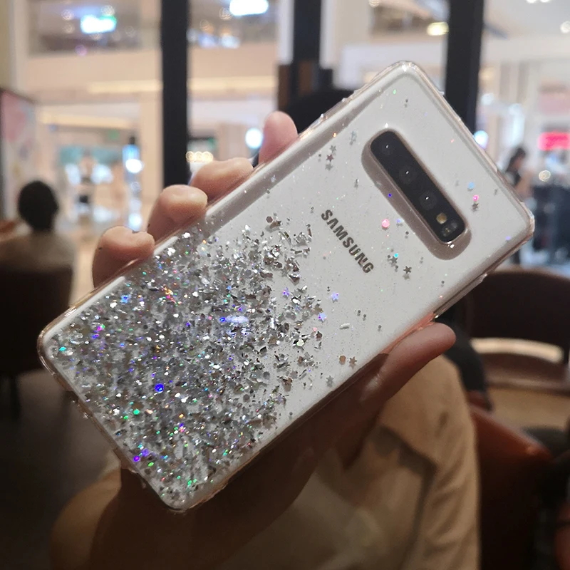 

Fashion Bling Glitter Case for Samsung Galaxy S10 S9 S8 Plus S 10 Silicon Crystal Sequins Soft Back Cover Transparent Phone Case