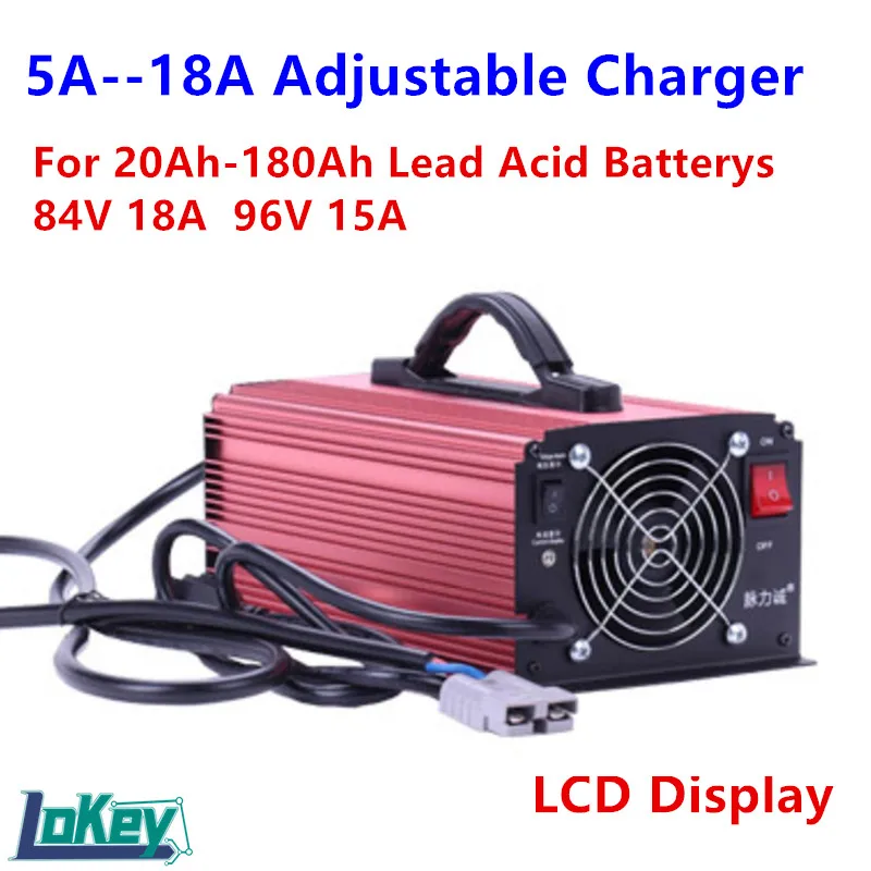 84V 96V 18A 15A 10A 5A fast adjust Charger for 20Ah 35Ah 40ah50Ah 80Ah 100Ah 200Ah vehicle AGM liquid GEL dry lead acid Batterys