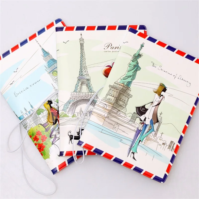 Fashion Miss love travel Passport Cover ID Credit Card Bag 3D Design PVC Leather Business Card Holder Passport Holder 14*10CM