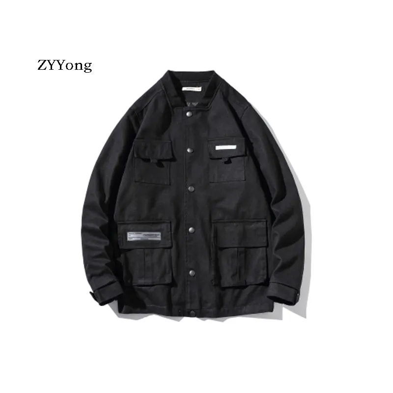 2020 spring new original cement wall large size men's trend tooling jacket baseball collar jacket