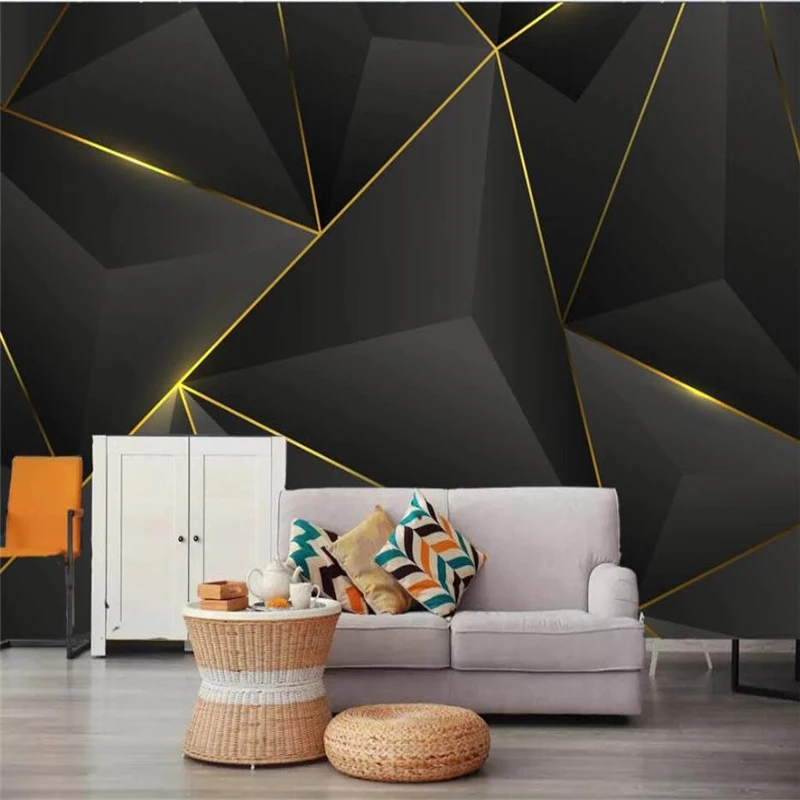 wellyu  papel de parede 3d  Custom wallpaper  Modern minimalist gold lines mosaic pattern geometric bedroom background wall