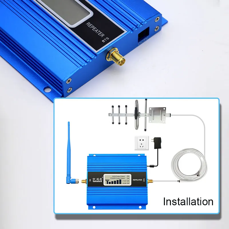 Lintratek GSM 900Mhz 2G Repeater Cellular amplifier gsm 900 2g  Mobile Phone Signal Booster Repeater  + Yagi Antenna full kit