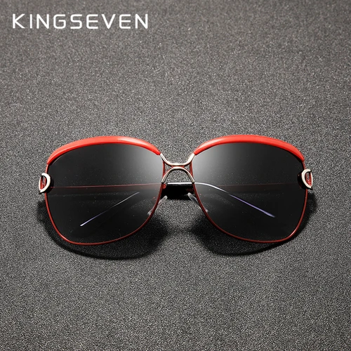 Imagen 2 del producto KINGSEVEN gafas De sol polarizadas para mujer, lentes Degradados, gafas De sol redondas, gafas cuadradas De marca De lujo, gafas De sol para mujer
