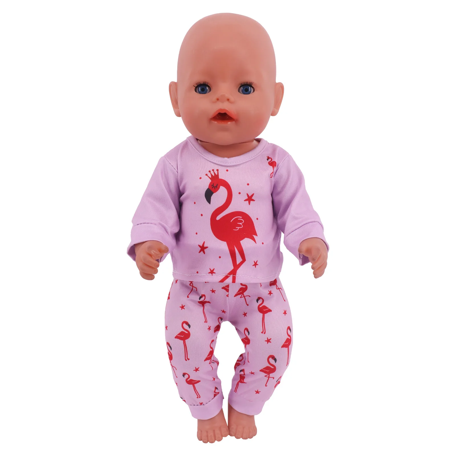 Swimsuit Clothes For Dolls Flamingo T-shirts Pants Handmade Accessories  Fit 18 Inch American Girls&43cm New Reborn Baby Doll