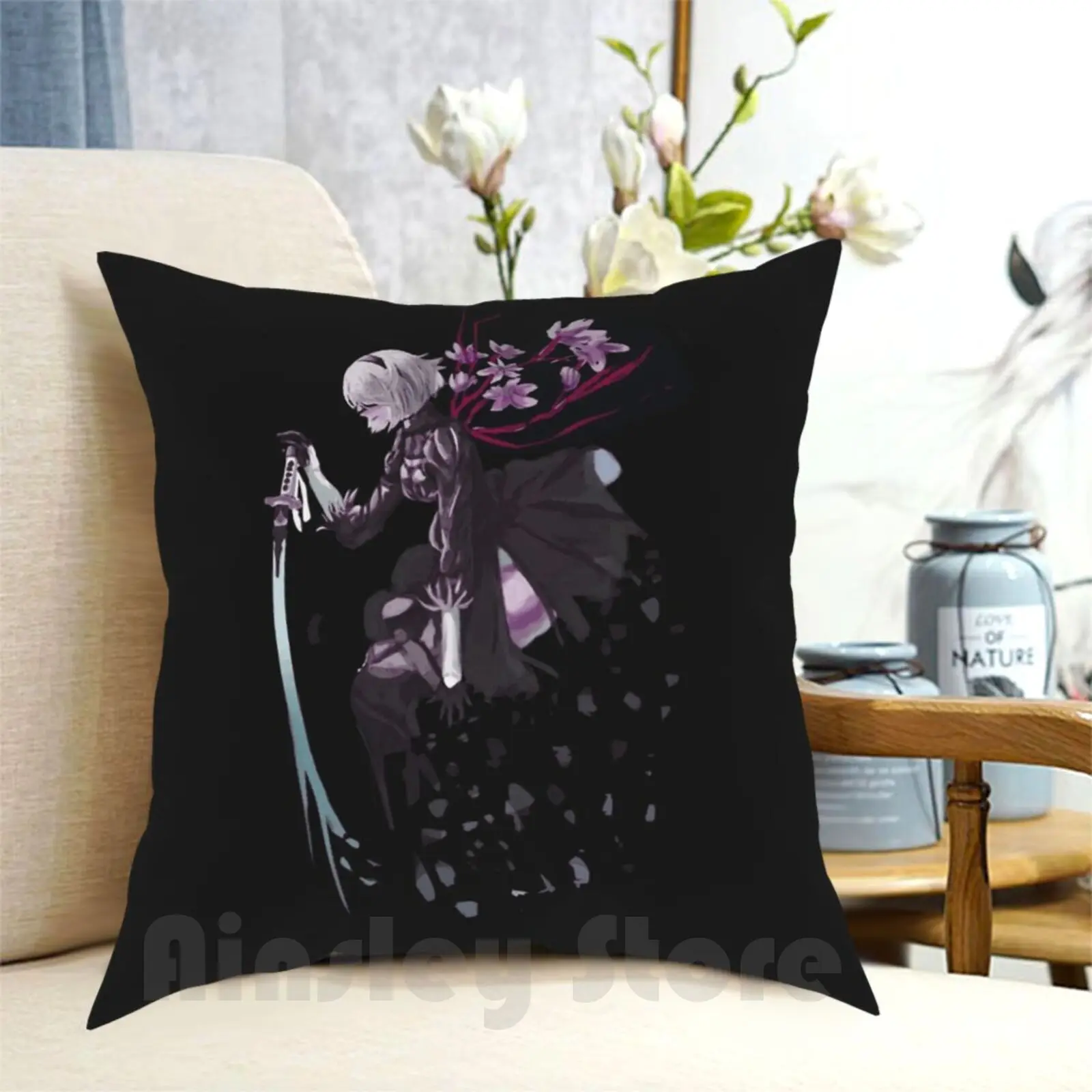 Untitled Pillow Case Printed Home Soft DIY Pillow cover Nier Automata Yoko Taro Platinum Games 2B Android Robot Gamer Geek