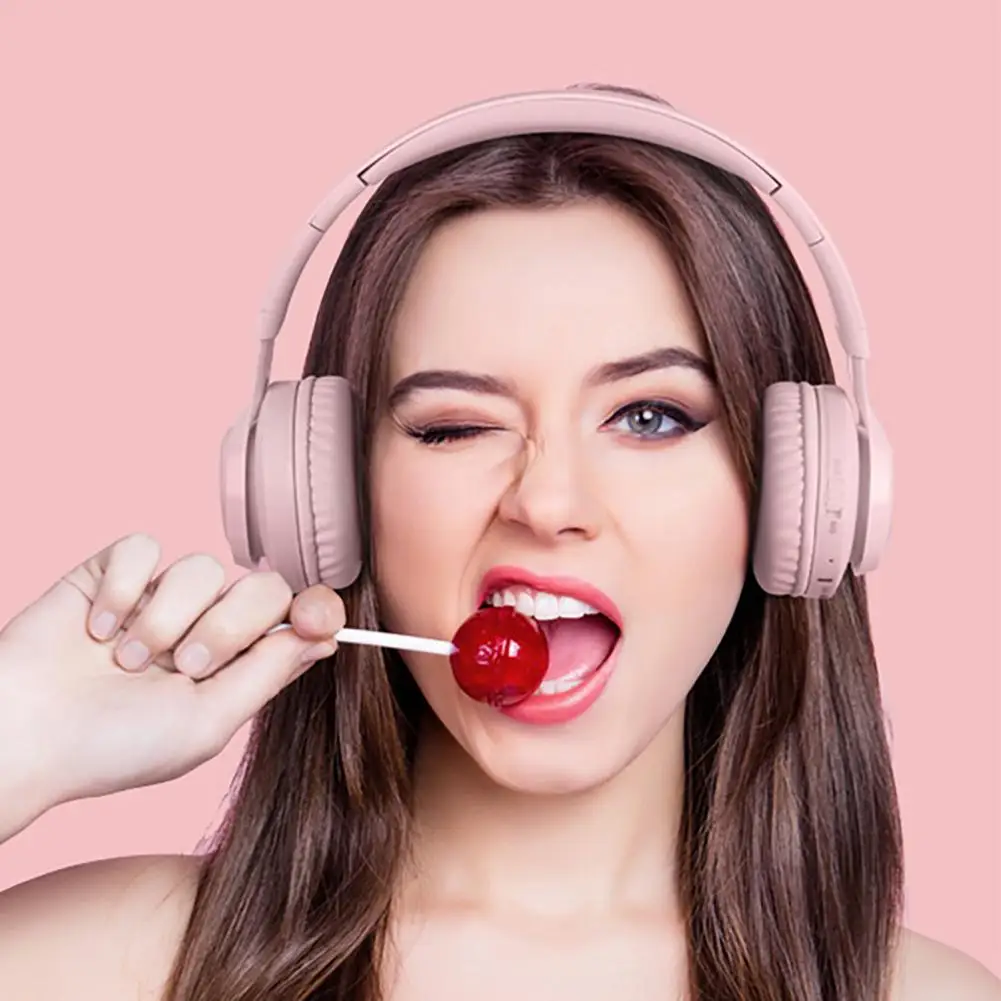 سماعة رأس لاسلكية للأطفال أرجواني وردي HiFi سماعة بلوتوث متوافقة مع سماعة أذن محمولة للأطفال هدية