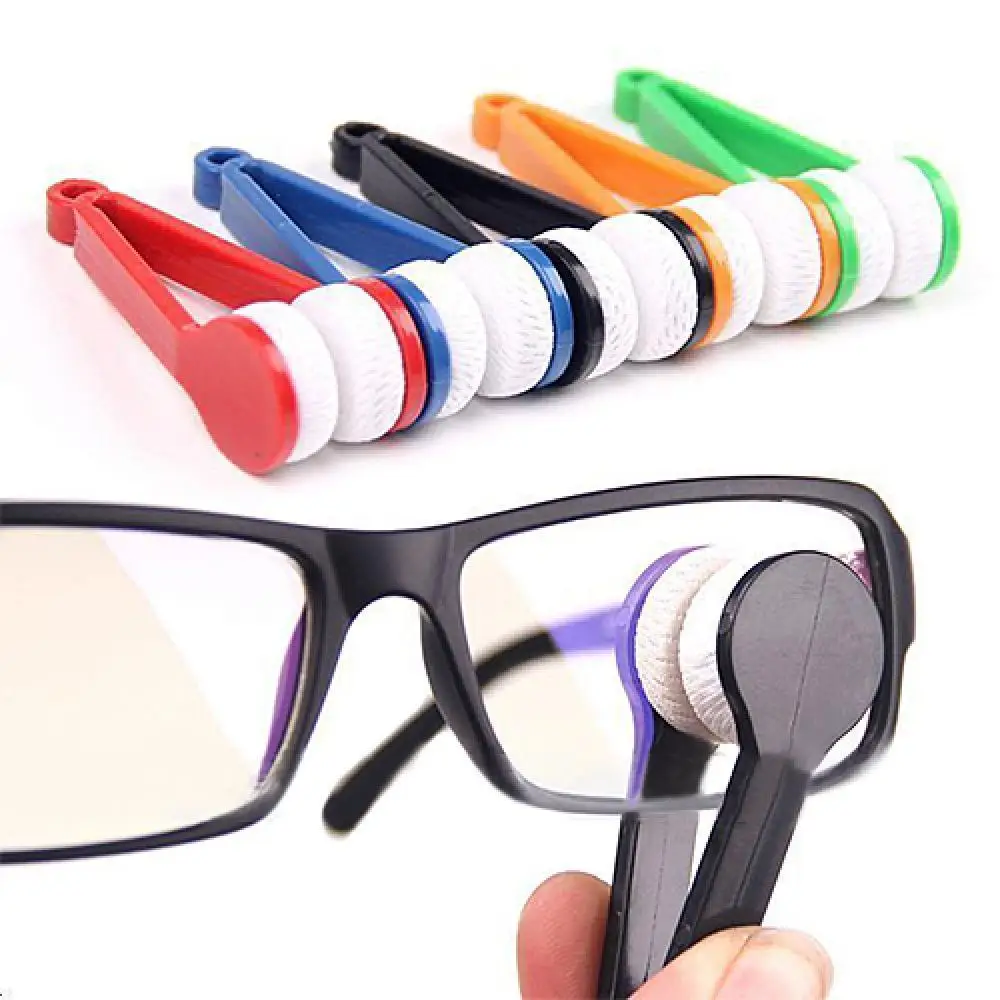 Mini Portable Glasses Eyeglasses Sunglasses Spectacles Microfiber Cleaner Brush