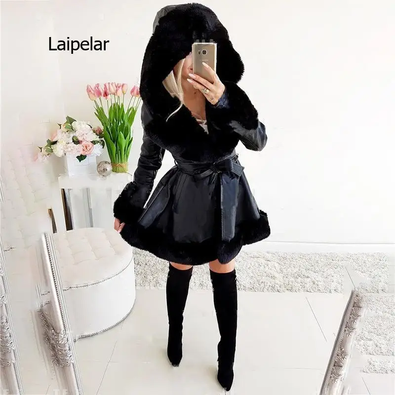 Warm Women\'s Winter Parka Coats Long Cotton Casual Fur Hooded Jackets Women Thick Warm Winter Parkas Female Overcoat Skirt Coat