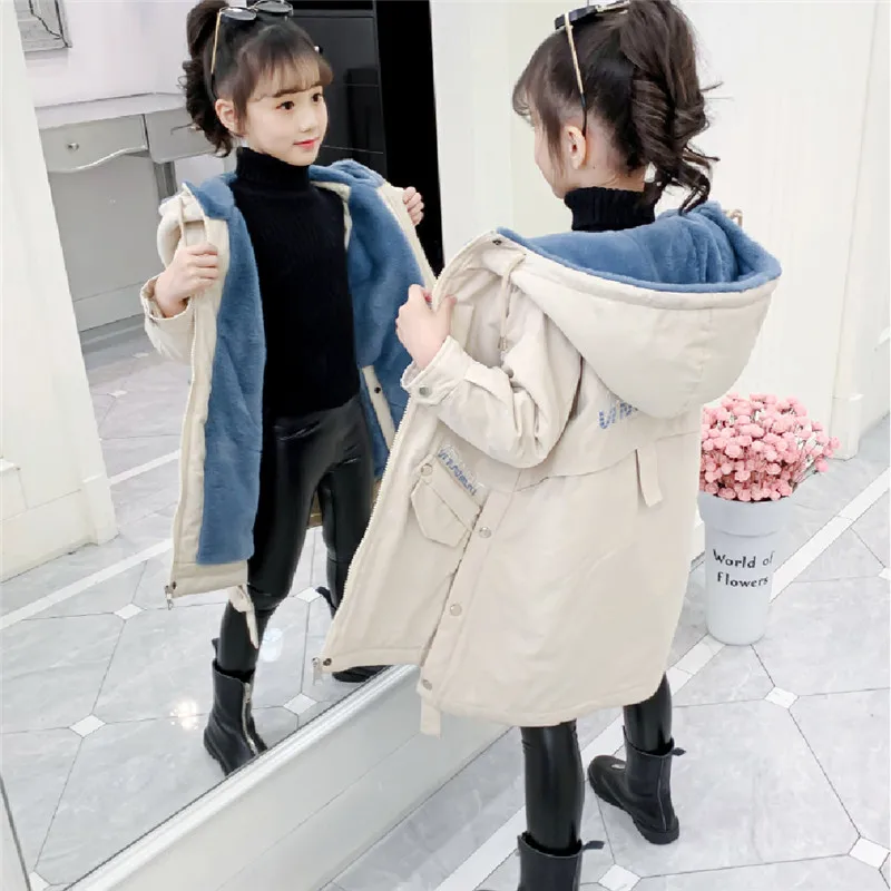 Girls Baby\'s Coat Jacket Outwear 2022 Cool Thicken Winter Plus Velvet Warm Cotton Fleece High Quality Children\'s Clothing