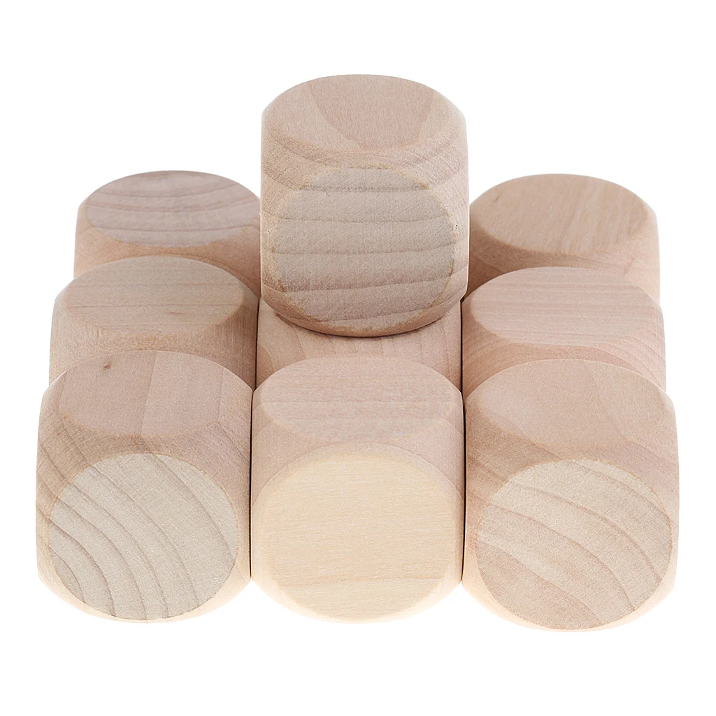 10PCS Blank Wooden Dices 3cm Dice For Building Blocks DIY Craft Carving Gift