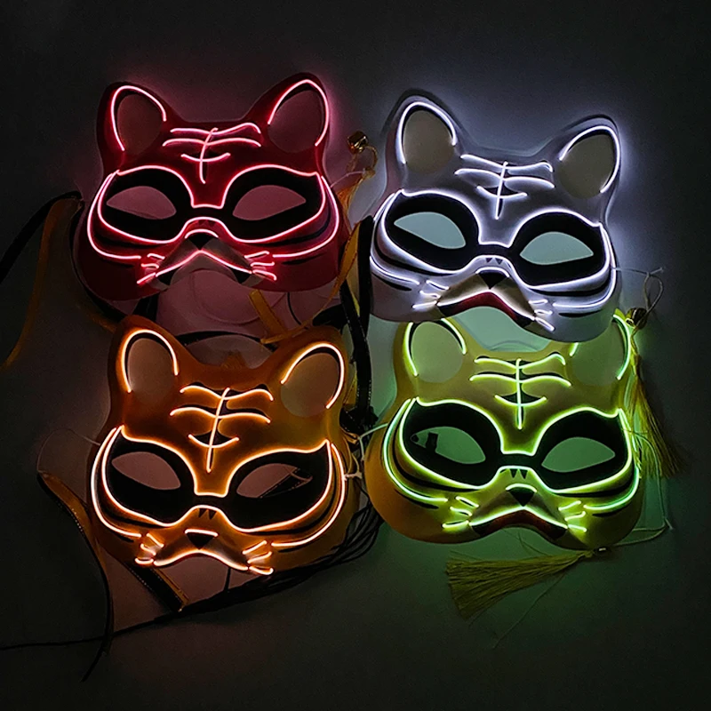 Horror Halloween Neon Mask Clown Mask Cosplay Party Costume Supplies Led Mask Masque Masquerade Party Masks Glow In The Dark