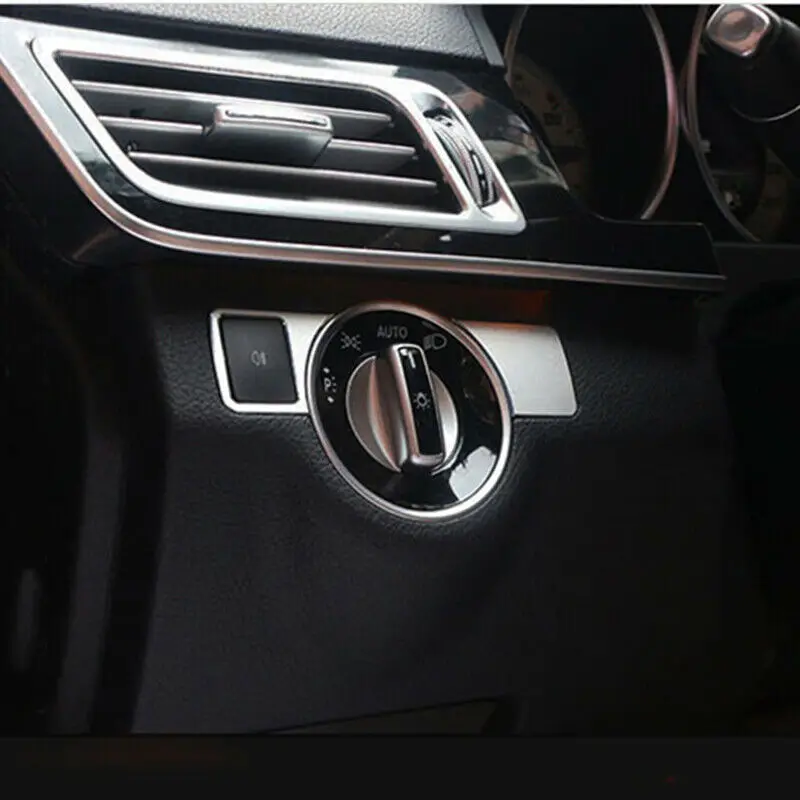 2pc Head Light Switch Button Cover Trim Aluminum Alloy Silver For Mercedes Benz ML W166 /GL X166 2012-2015