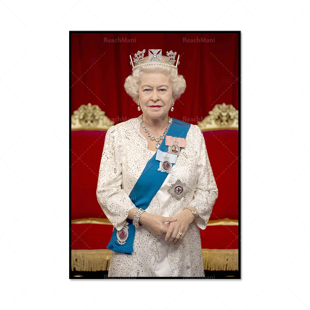 Queen Elizabeth II Portrait Canvas Painting Queen of England Posters and Prints Wall Living Room Art Picture