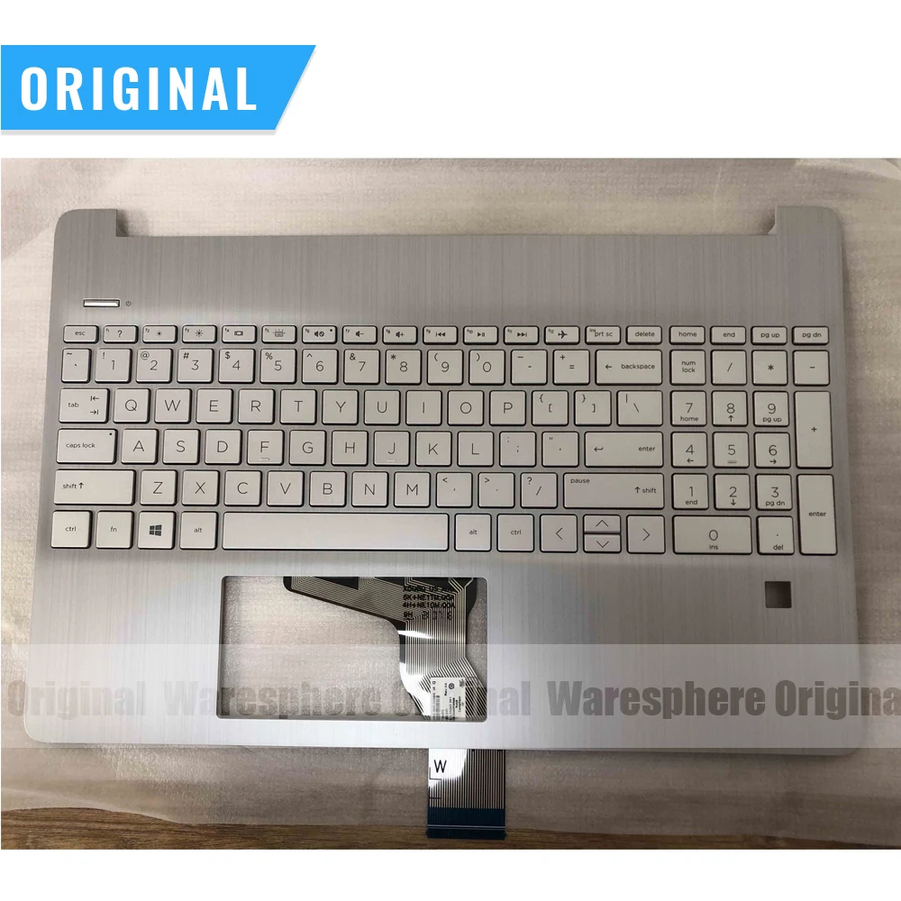 New Original for Hp 15-DY Top Upper Case With Backlit SP Spain US Keyboard Fingerprint Hole L63579-071 TPN-Q222 Sliver Laptop image 3