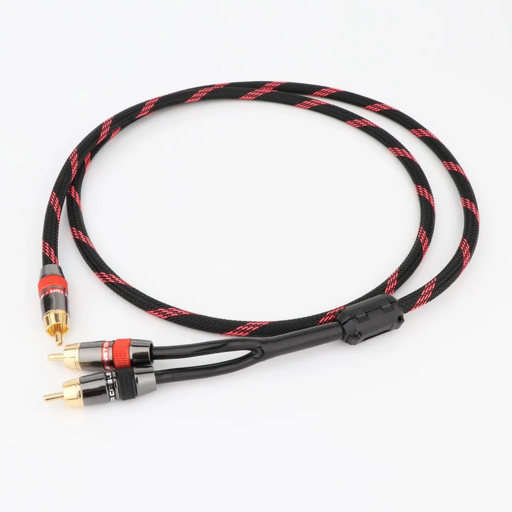 

Preffair X401 OFC Copper Audiophile HiFi Subwoofer Y Splitter Cable-RCA 1 Male to 2 Male Audio cable Premium Audio Grade